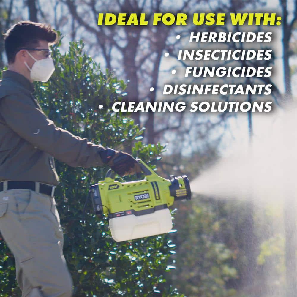 RYOBI ONE HP 18V Brushless Whisper Series 130 MPH 450 CFM Cordless Blower wElectrostatic Sprayer 40 Ah Battery and Charger