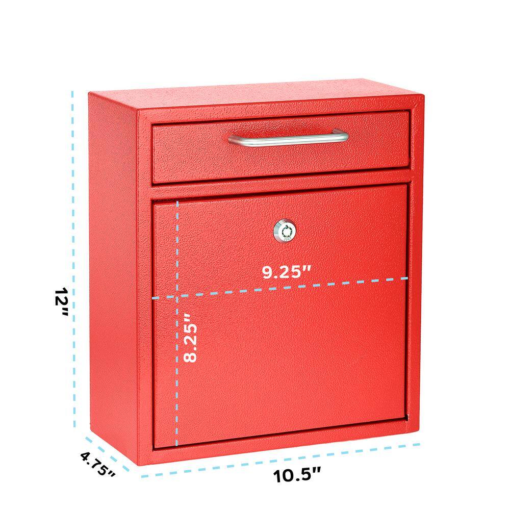 AdirOffice Medium Ultimate Red Wall Mounted Mail Box Mailbox 631-05-RED-PKG