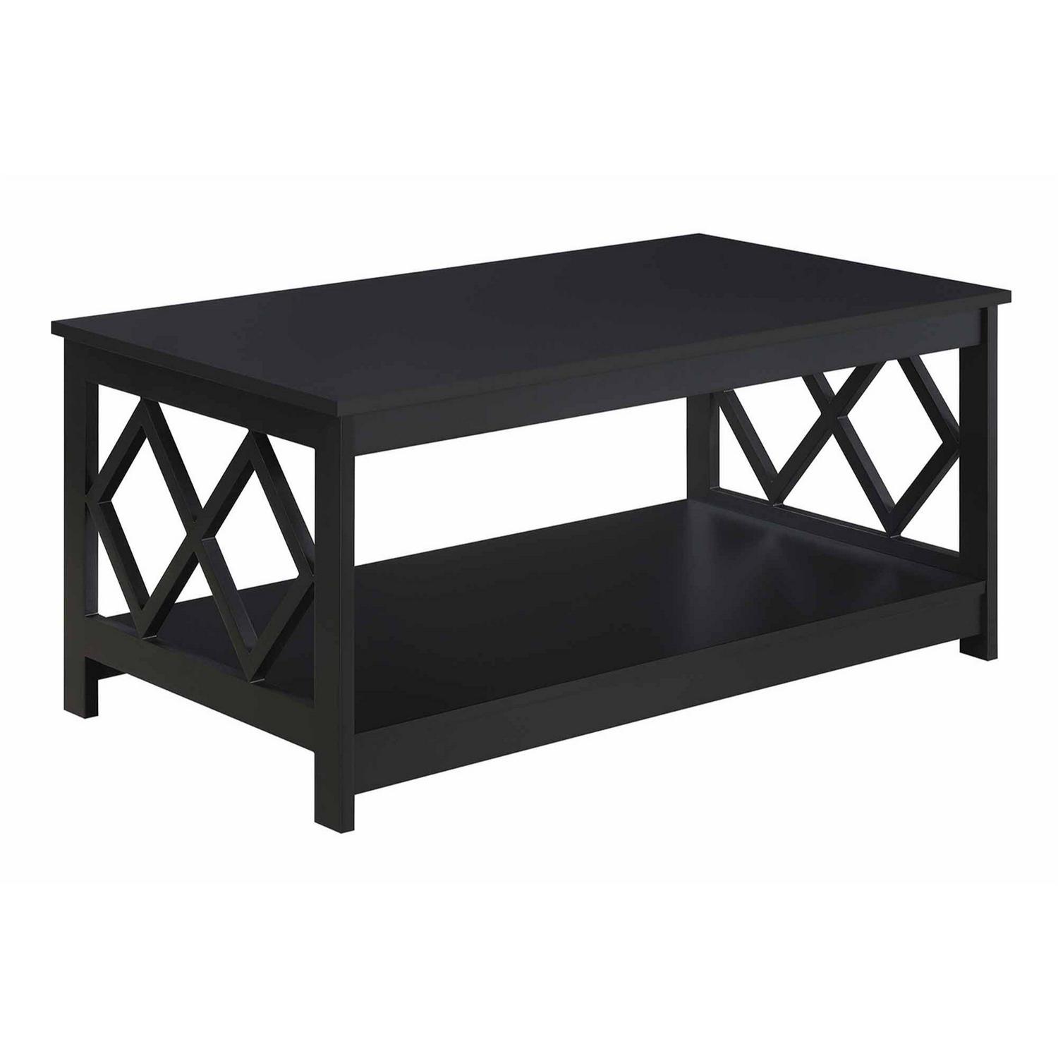 Convenience Concepts 303220BL Diamond Coffee Table， Black  39.5 x 21.75 x 18 in.