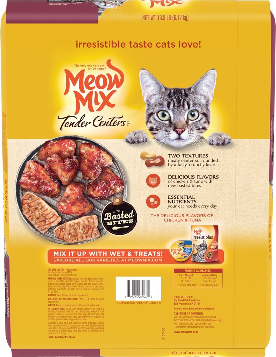 Meow Mix Tender Centers Basted Bites Chicken and Tuna Flavor Dry Cat Food