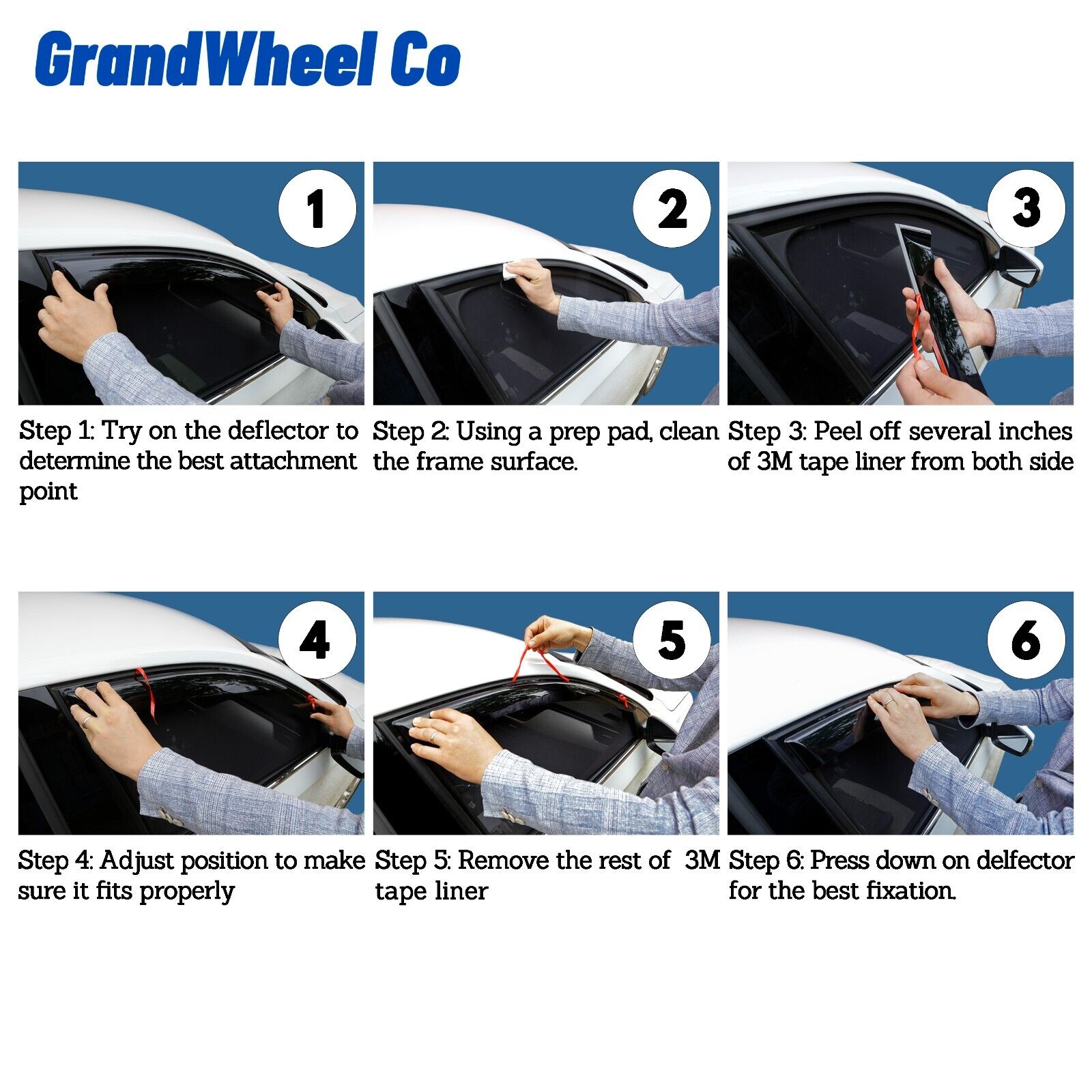 GrandWheel Co Smoke Tinted Tape-On Side Window Vent Visor Deflectors Rain Guards Compatible with Nissan Frontier 2005-2021 Crew Cab/Suzuki Equator 2009-2013 Crew Cab - 4 pcs. GW0170