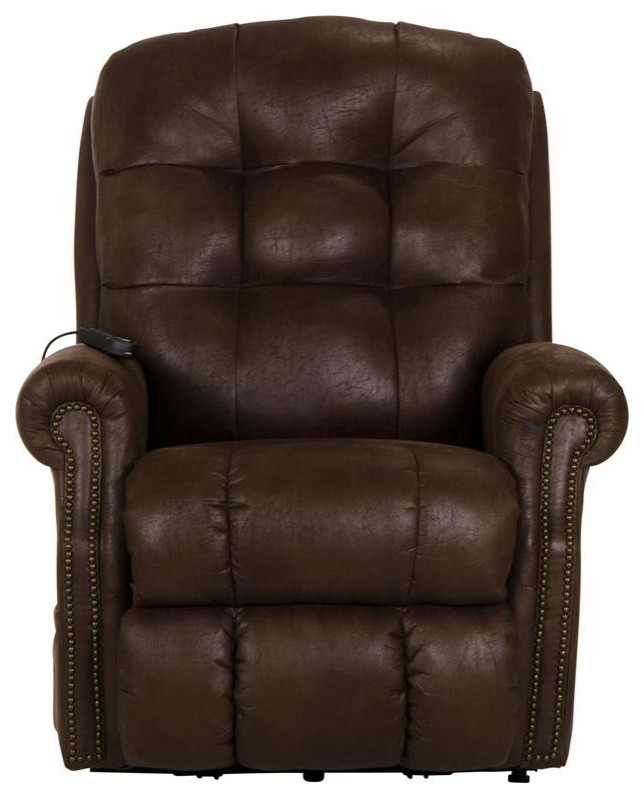 David Power Lift Recliner with Heat and Massage in Chocolate Brown Fabric   Transitional   Recliner Chairs   by Homesquare  Houzz