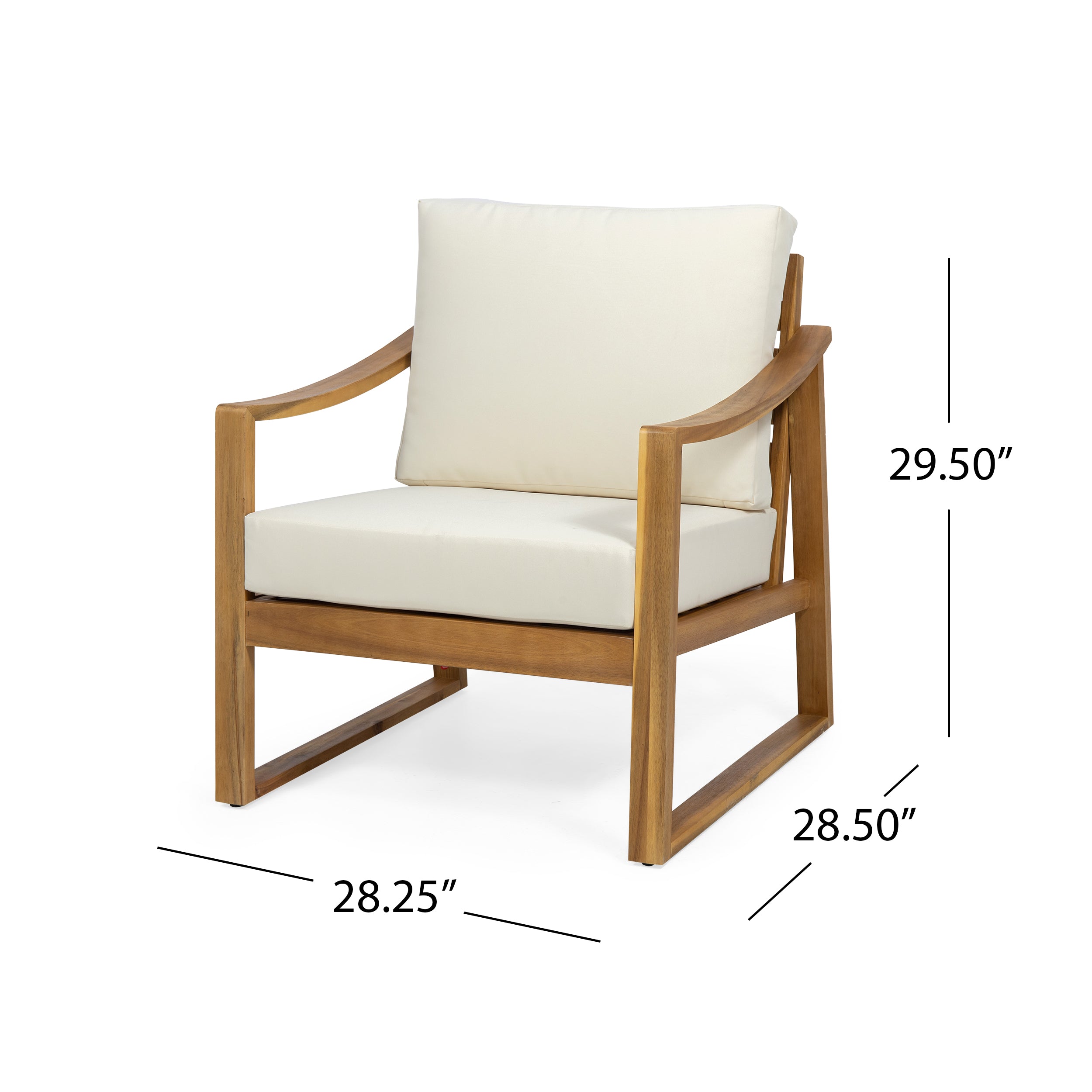 Johnlucas Outdoor Acacia Wood Club Chair with Cushion