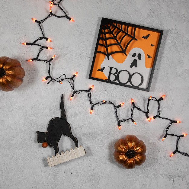 Northlight 100 count Orange Mini Halloween Light Set 20ft Black Wire