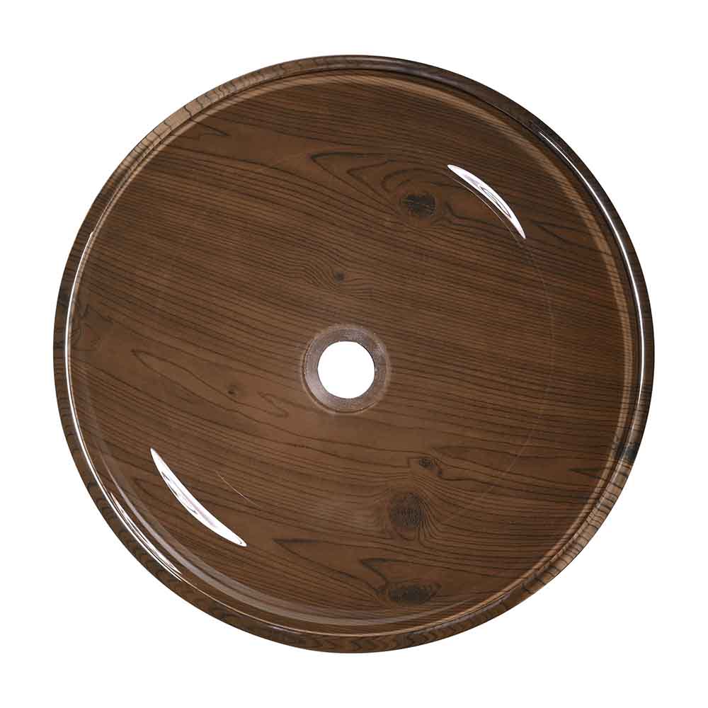 Yescom Round Glass Vessel Sink Bathroom Bowl Lavatory Basin Wood Grain