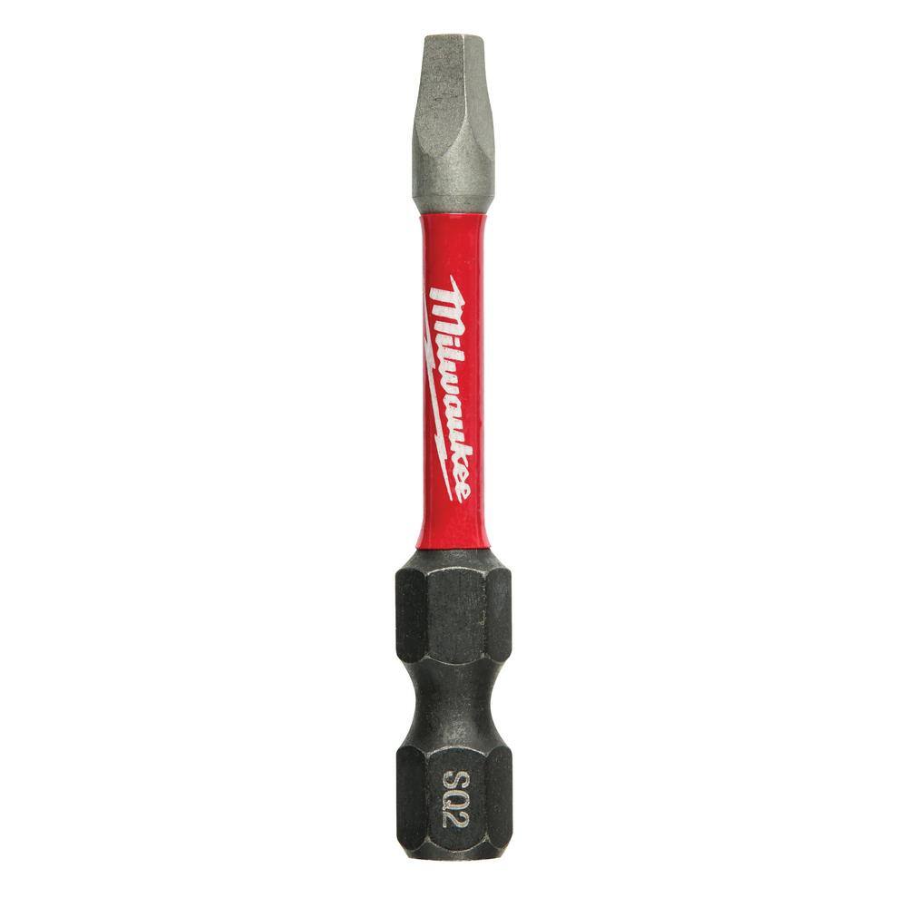 MW SHOCKWAVE Impact Duty 2 in. Square #2 Alloy Steel Screw Driver Bit (2-Pack) 48-32-4972