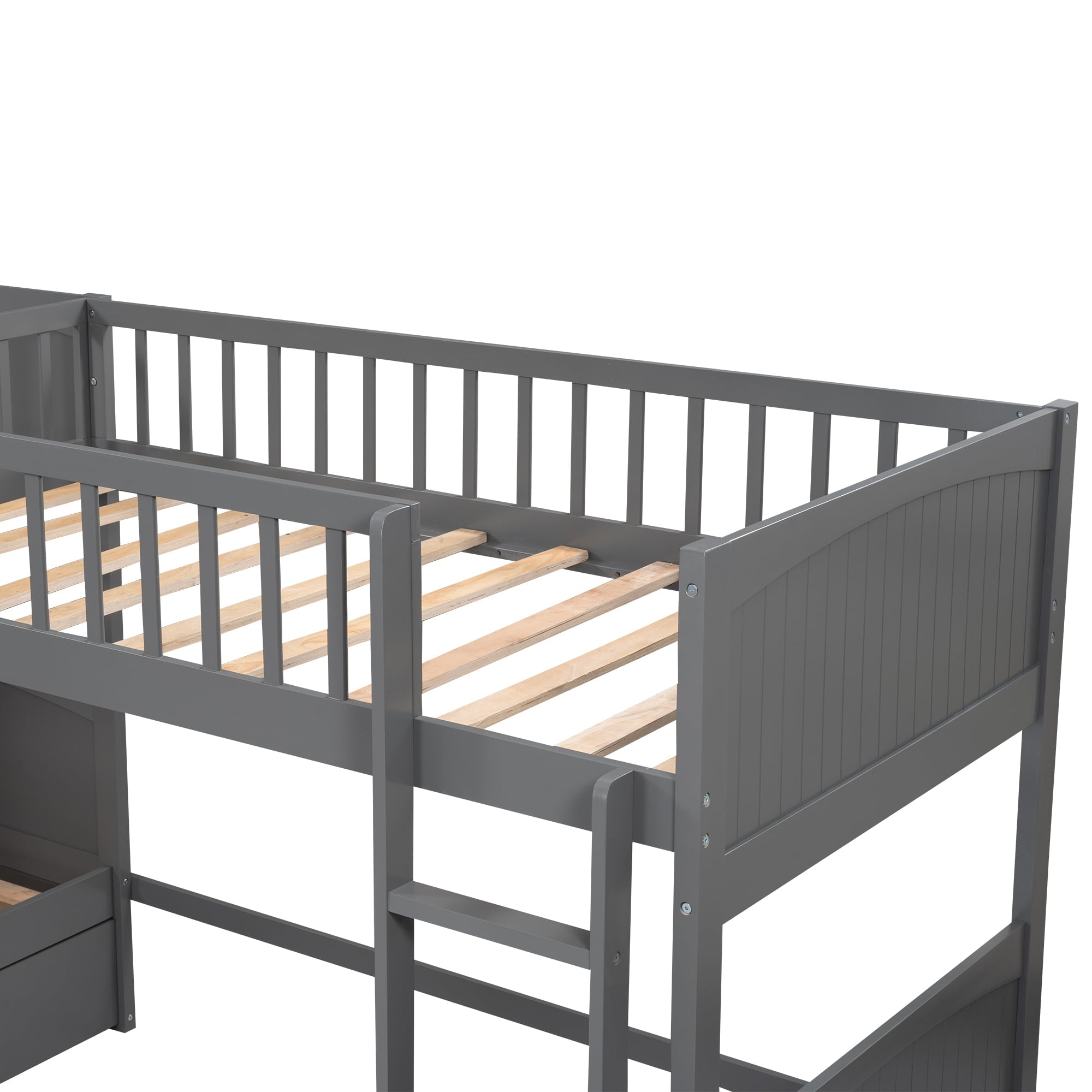 Euroco Wood Bunk Bed Storage, Twin-Over-Twin-Over-Twin for Children's Room, Gray