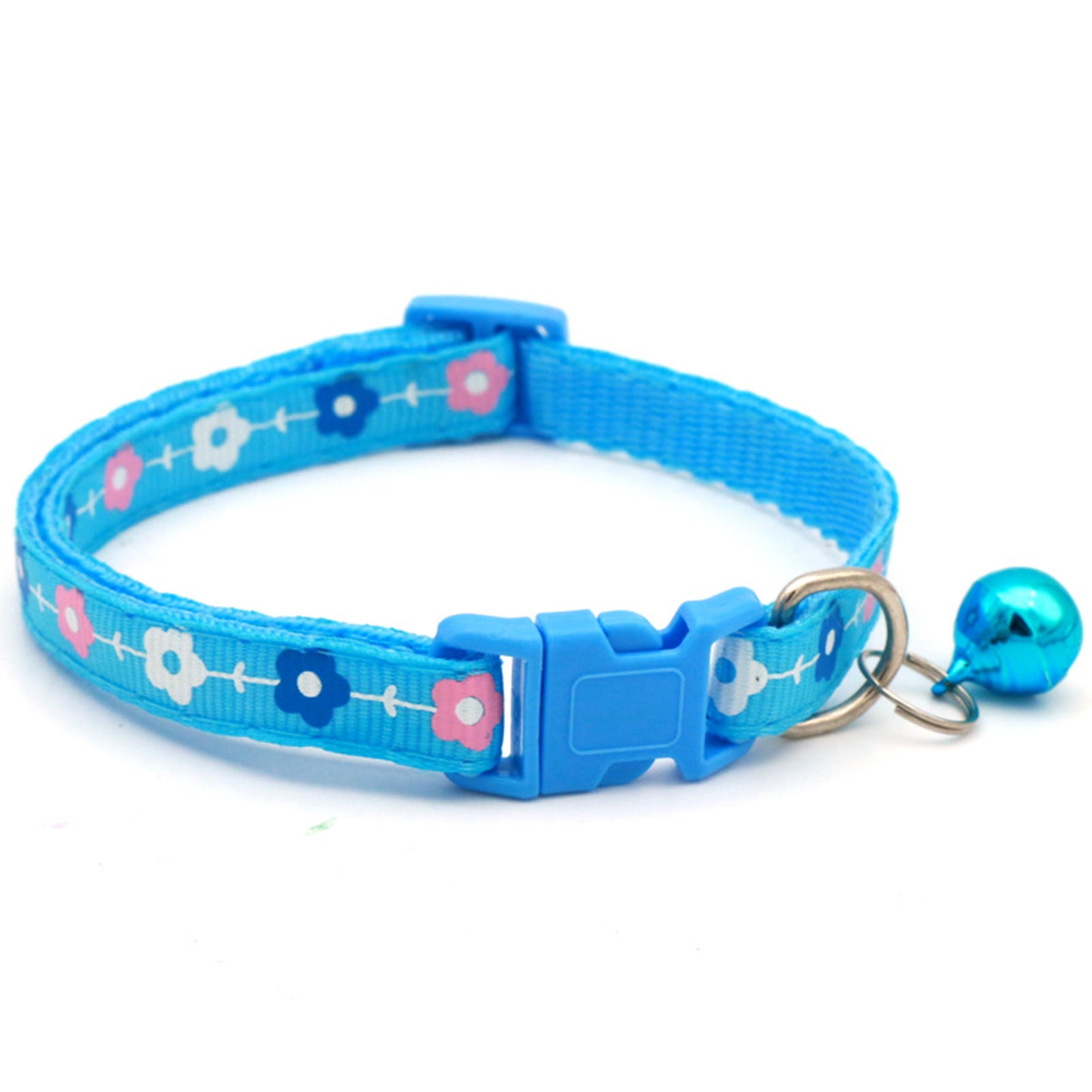 CHBORLESS 3 Pcs Nylon Cat Collar with Bell Adjustable Kitten Puppy Collars for Newborn Pet，Sky Blue