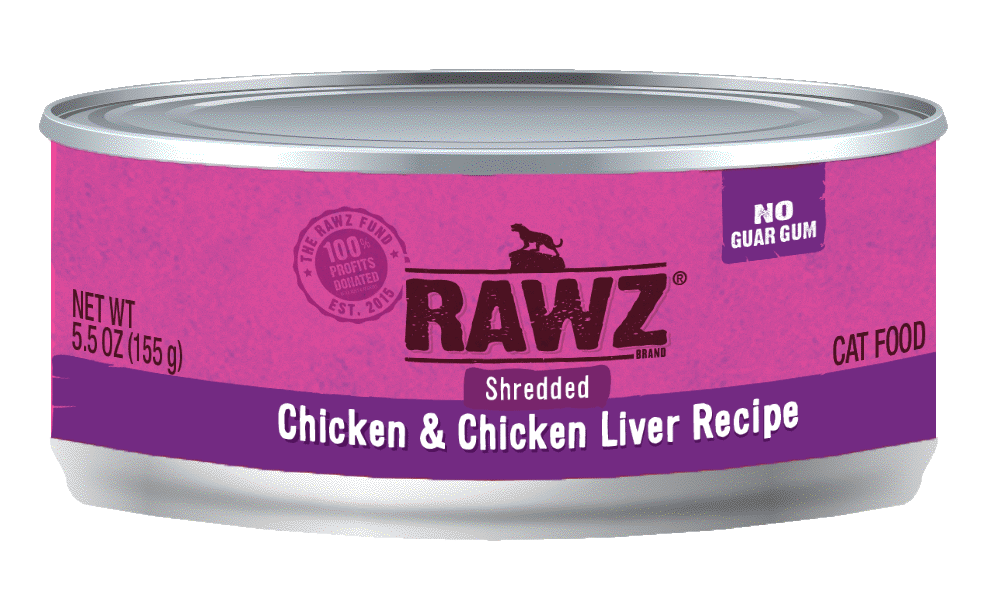 Rawz Shredded Chicken and Chicken Liver Recipe Grain Free Wet Cat Food