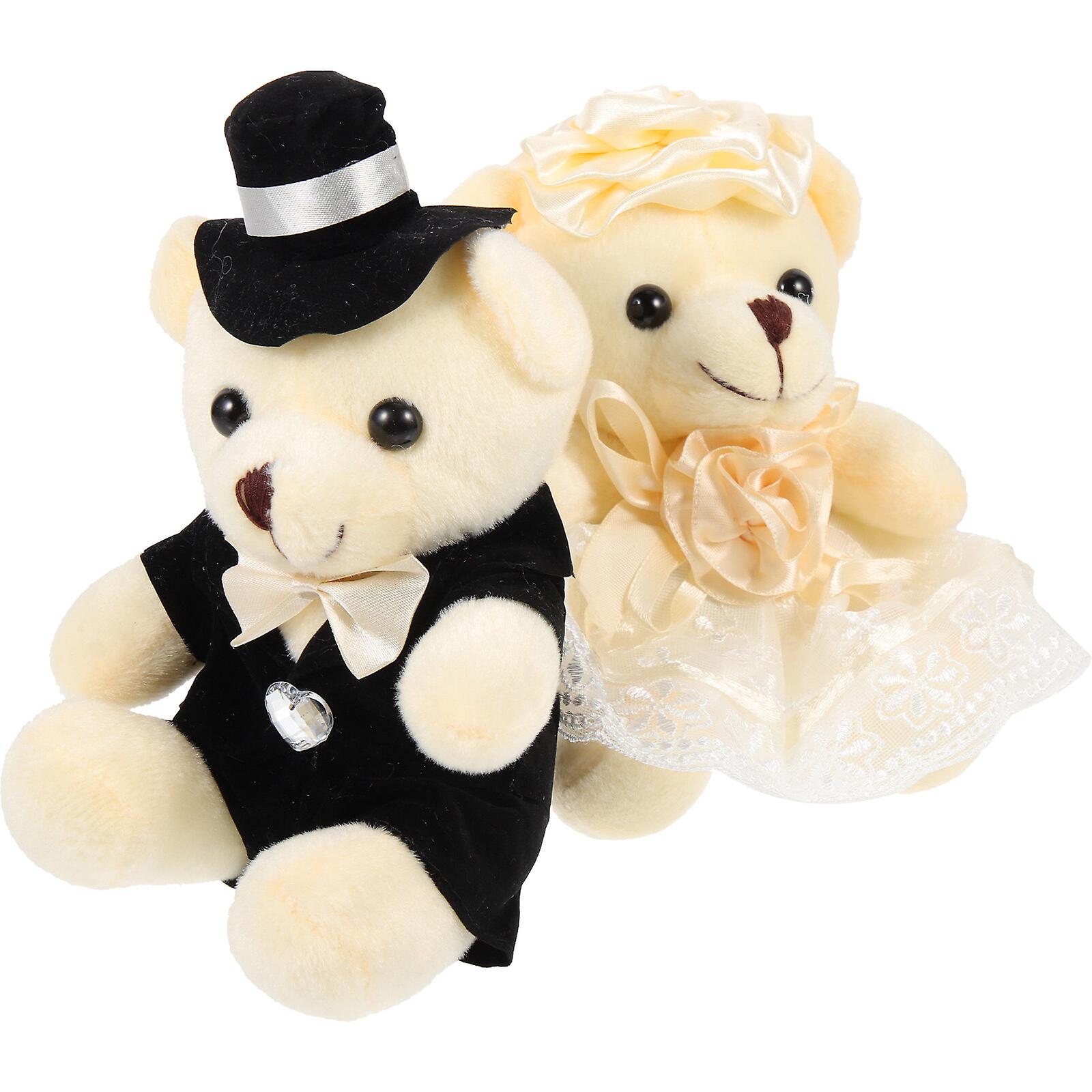 2pcs Wedding Bear Ornament Adorable Bear Modeling Toy Stuffed Bear Doll Kids Bear Toy