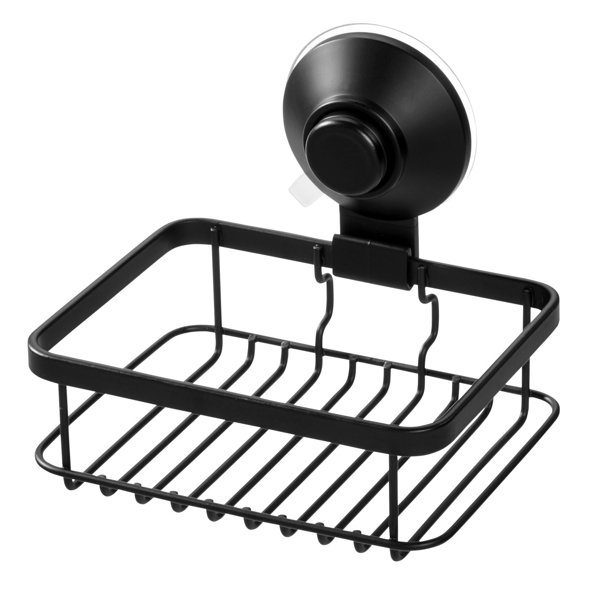 iDesign Everett Matte Black PushLock Suction Shower Soap Holder