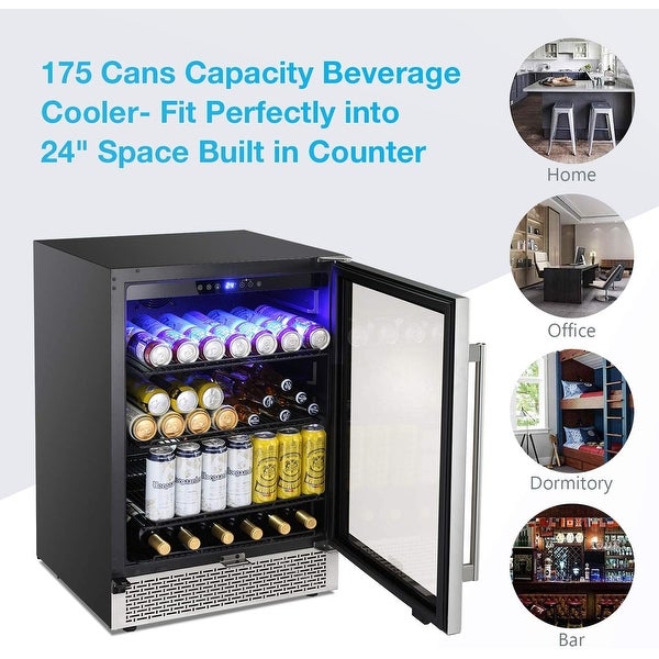 24 Inch Beverage Refrigerator Buit-in Wine Cooler Mini Fridge