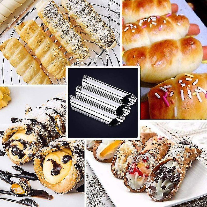 10pcs Dessert Non Stick Danish Bread Cannoli Croissant Mold Big Spiral Bake Tube