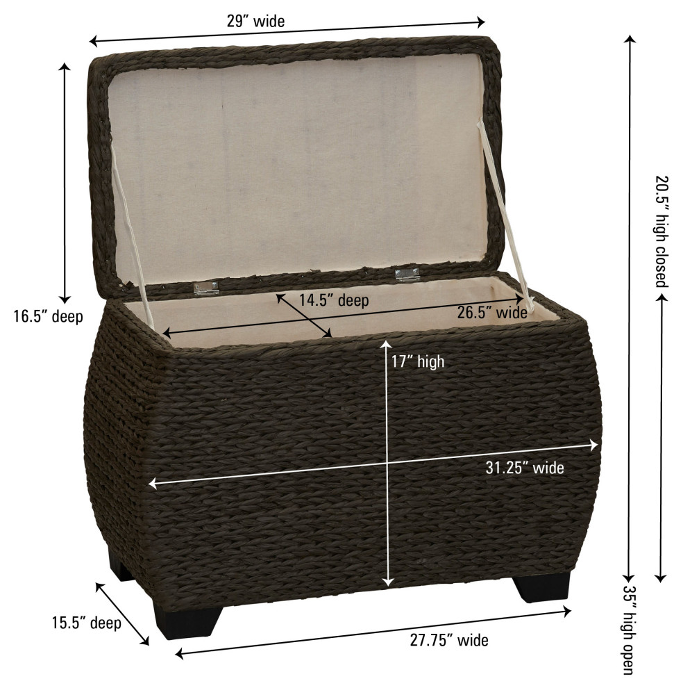 Large Curved Woven Storage Chest  Liner  Paper Rope   Beach Style   Accent Chests And Cabinets   by Household Essentials  Houzz