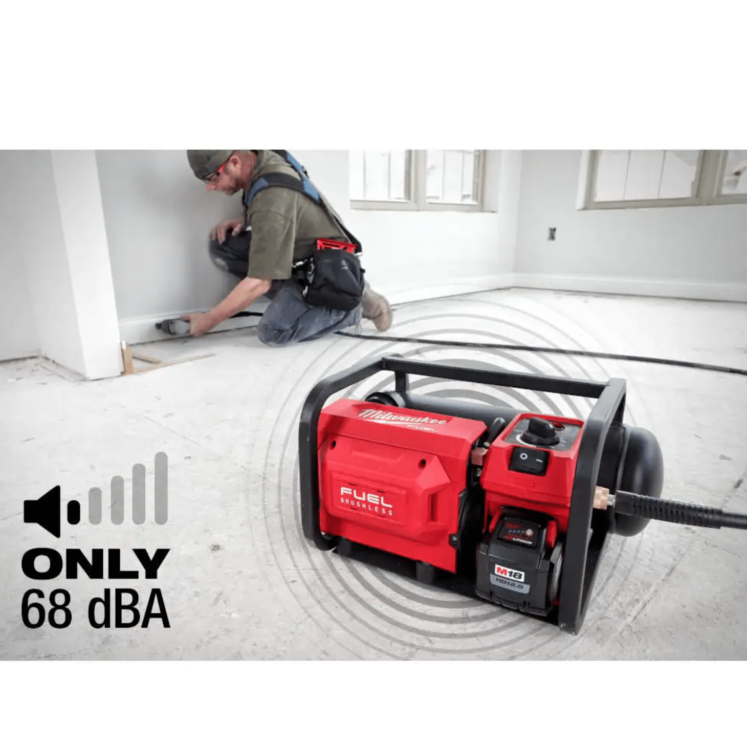 Milwaukee M18 Fuel 18-Volt Lithium-Ion Brushless Cordless 2 Gal. Electric Compact Quiet Compressor， Tool-Only (2840-20)