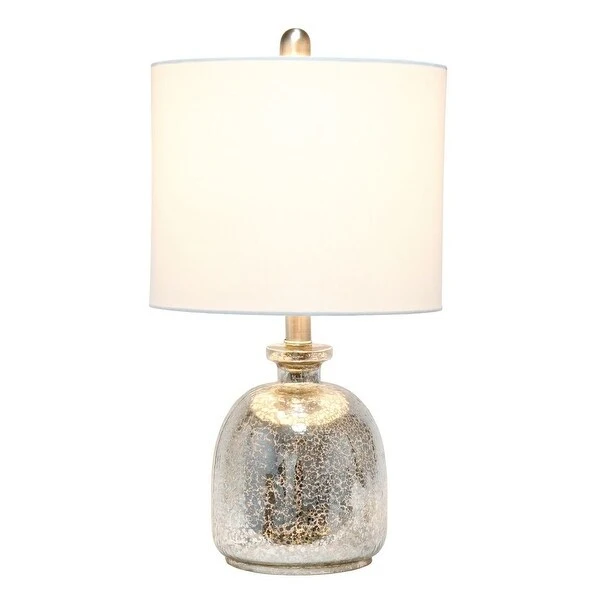 Lalia Home Hammered Glass Jar Table Lamp with White Linen Shade