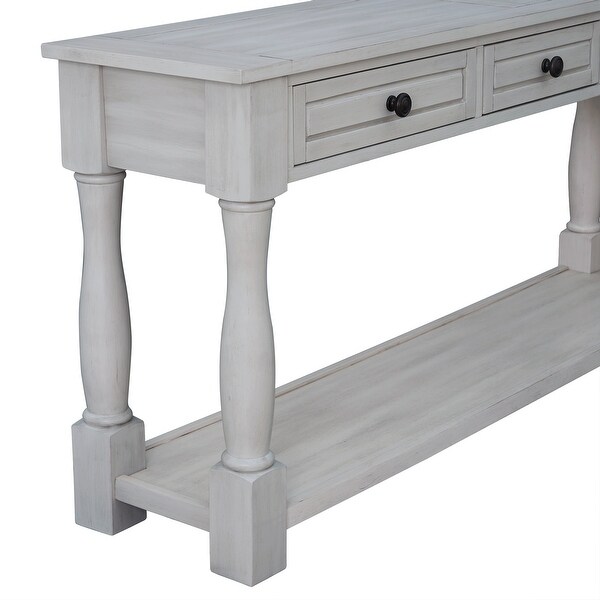 Long Extra-thick Sofa Console Table with Drawers and Shelf