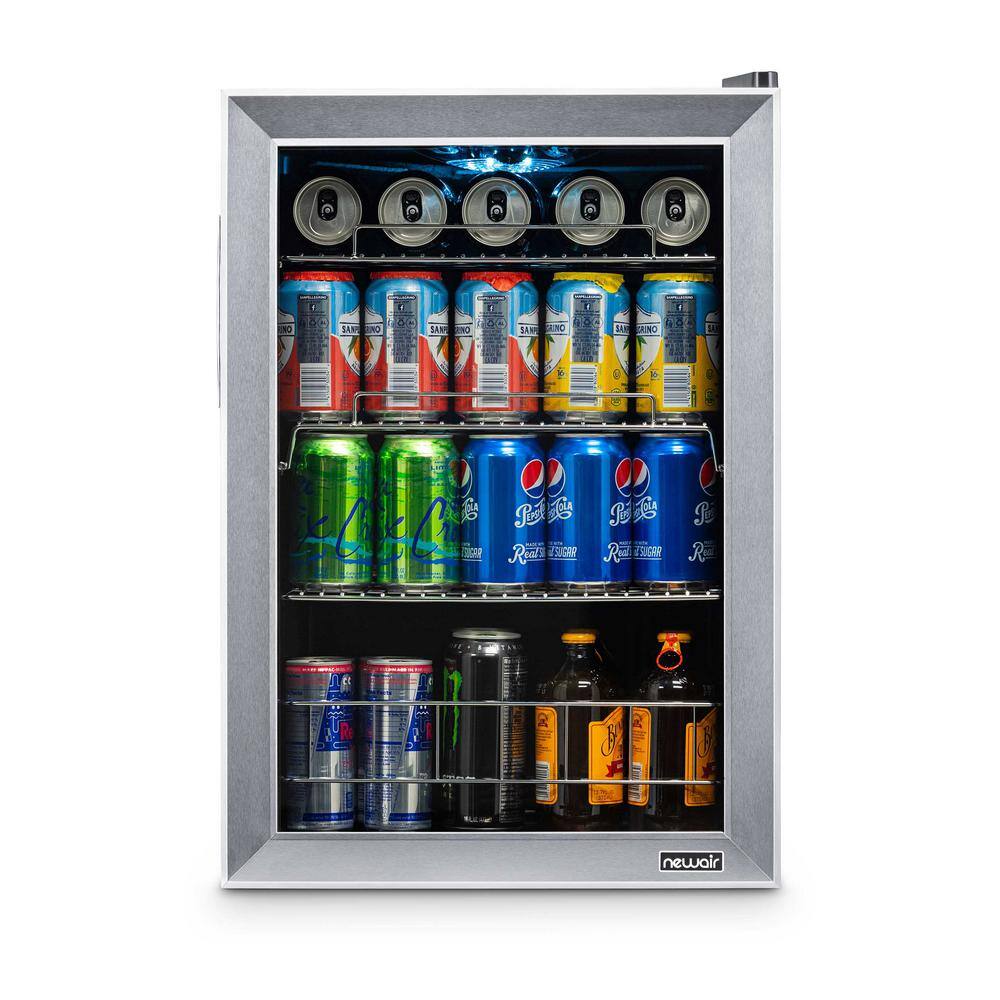 NewAir 17 in. 90 (12 oz.) Can Freestanding Beverage Cooler Fridge with Adjustable Shelves Stainless Steel AB-850