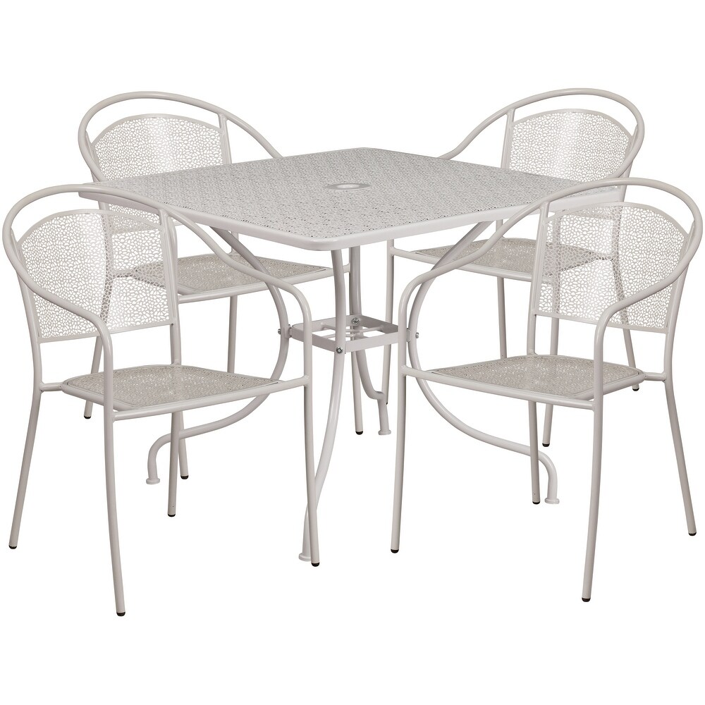 35.5 inch Square 5 piece Indoor/ Outdoor Steel Dining Set