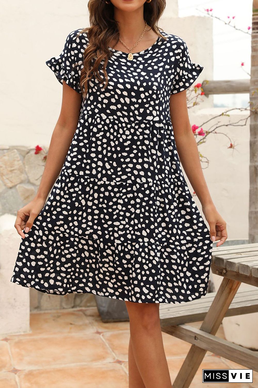 Ruffle Floral Print Mini Dress Wholesale