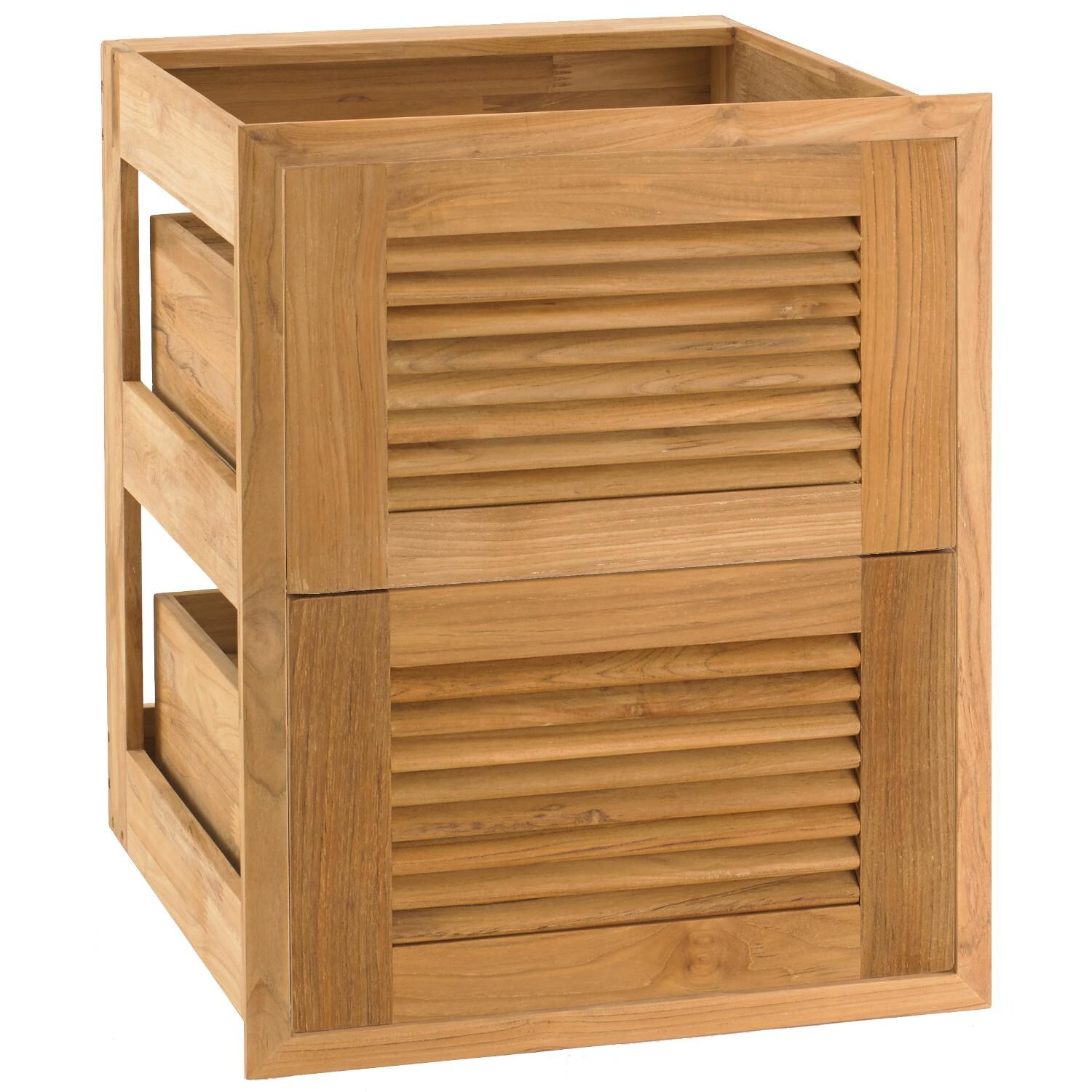 Pacific Teak Louvered 18-Inch Teak Wood Double Access Drawer