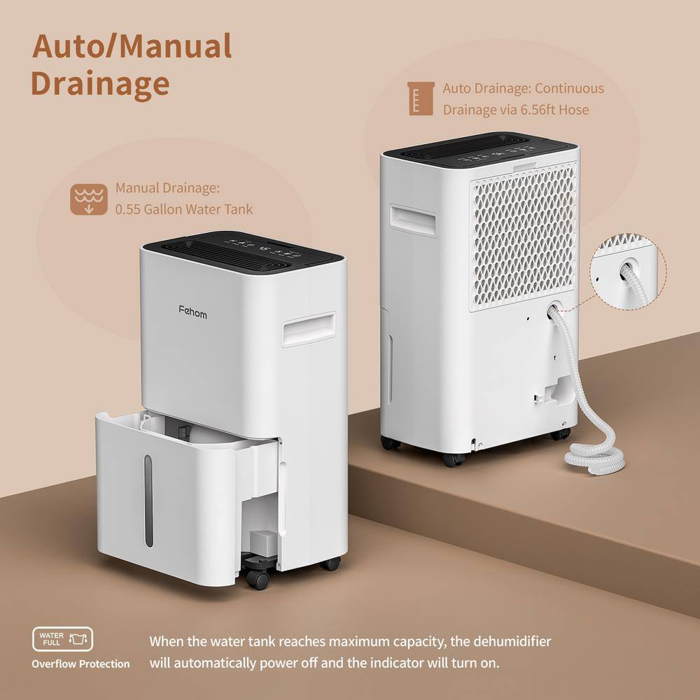 Fehom 50-Pint Multifunctional Home Dehumidifier With Water Tank For 4500 sq. ft. Indoor White HDCX-PD11A-1