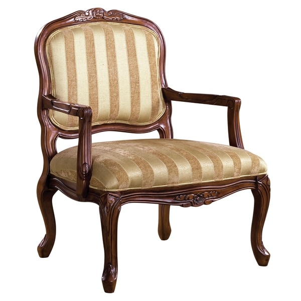 Furniture of America Eiferd Antique Oak Stripe Padded Accent Chair