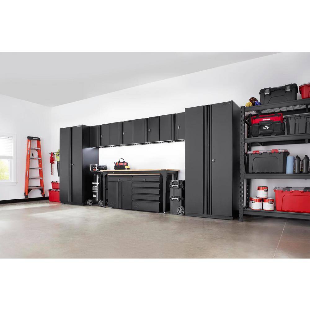 Husky 9-Piece Heavy Duty Welded Steel Garage Storage System in Black (184 in. W x 81 in. H x 24 in. D) HTC921141