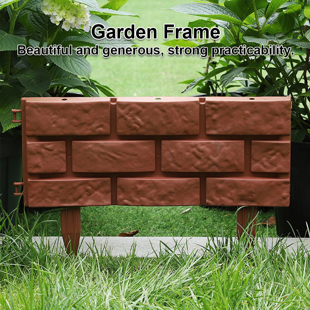 Fyeme 1Pc Terracotta Brick Effect Plastic Fence,Garden Fence Plant Border Decorations DIY Landscape Splicing Fence,Br