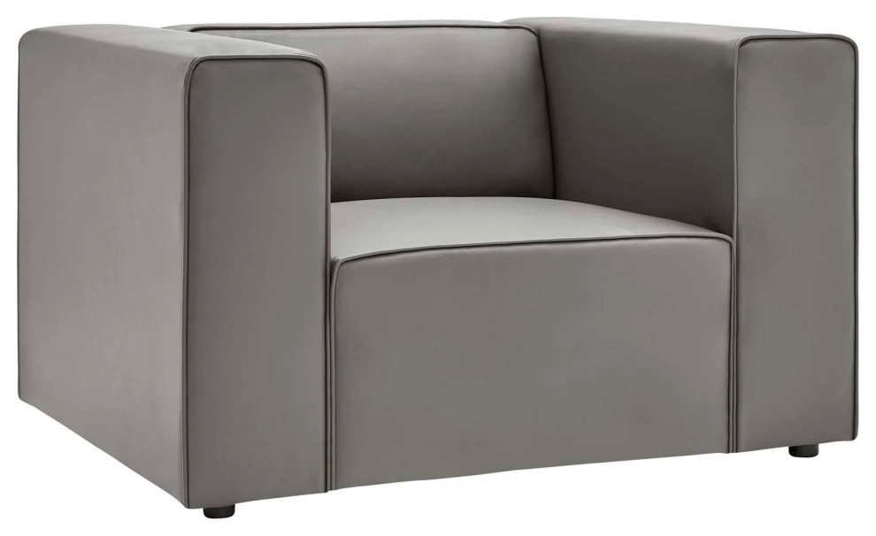 Odette Vegan Gray Leather Sofa and Armchair Set   Transitional   Living Room Furniture Sets   by Virgil Stanis Design  Houzz