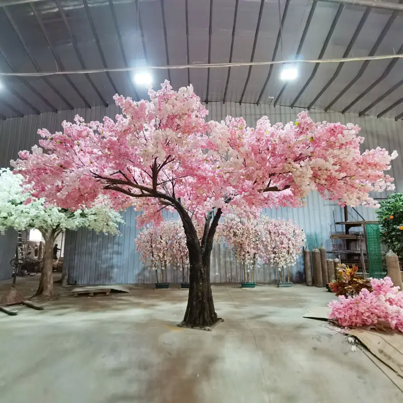 Indoor Romantic Wedding Supplies Decorations White Pink Cherry Blossom Tree Artificial For Sale