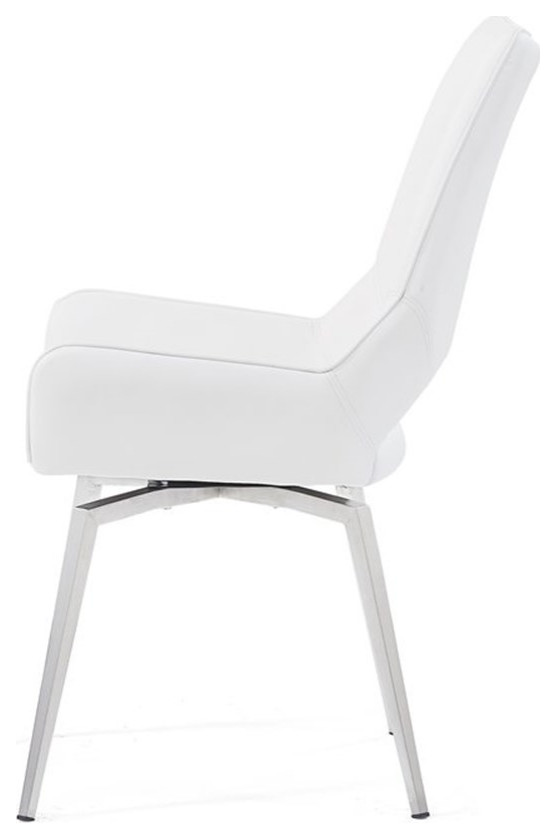 Global Furniture USA 19 quotFaux Leather and Metal Dining Chair in White (Set of 2)   Midcentury   Dining Chairs   by Homesquare  Houzz