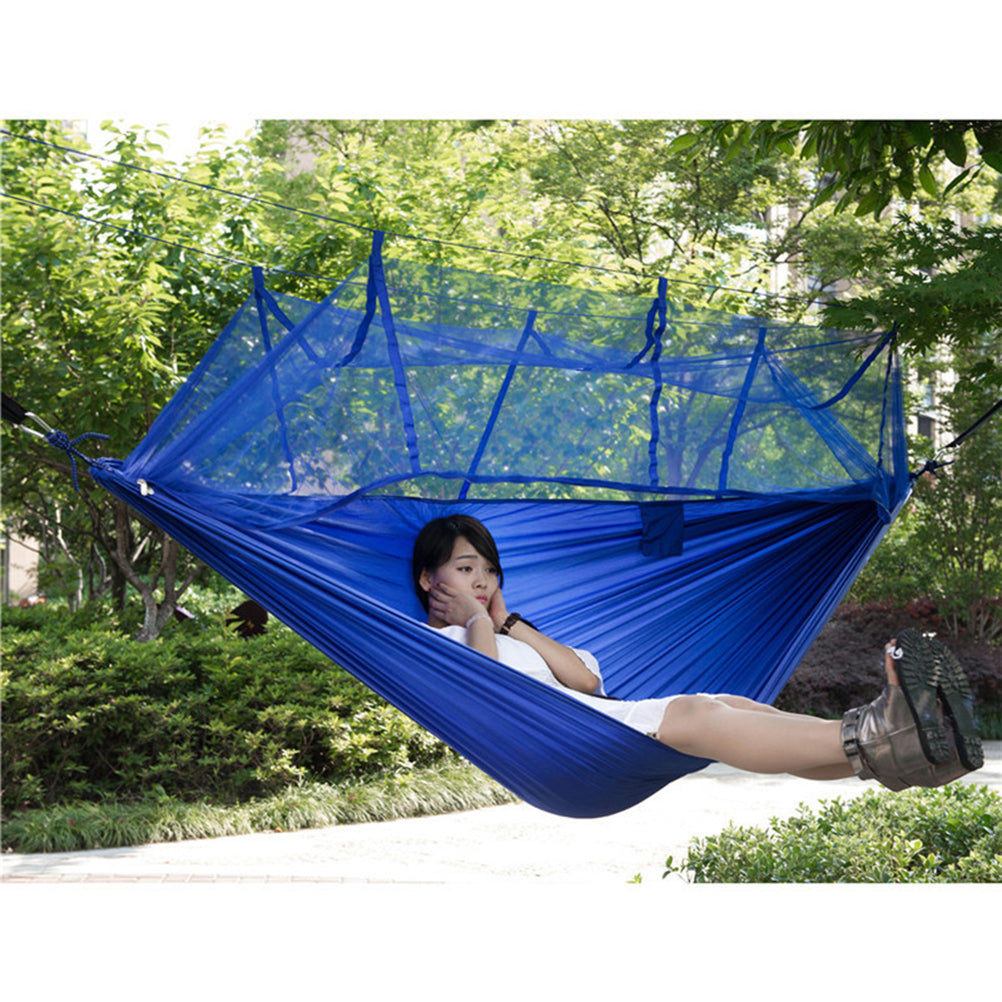 Double Person Travel Outdoor Camping Tent Hanging Hammock Bed With Mosquito Net (Blue)