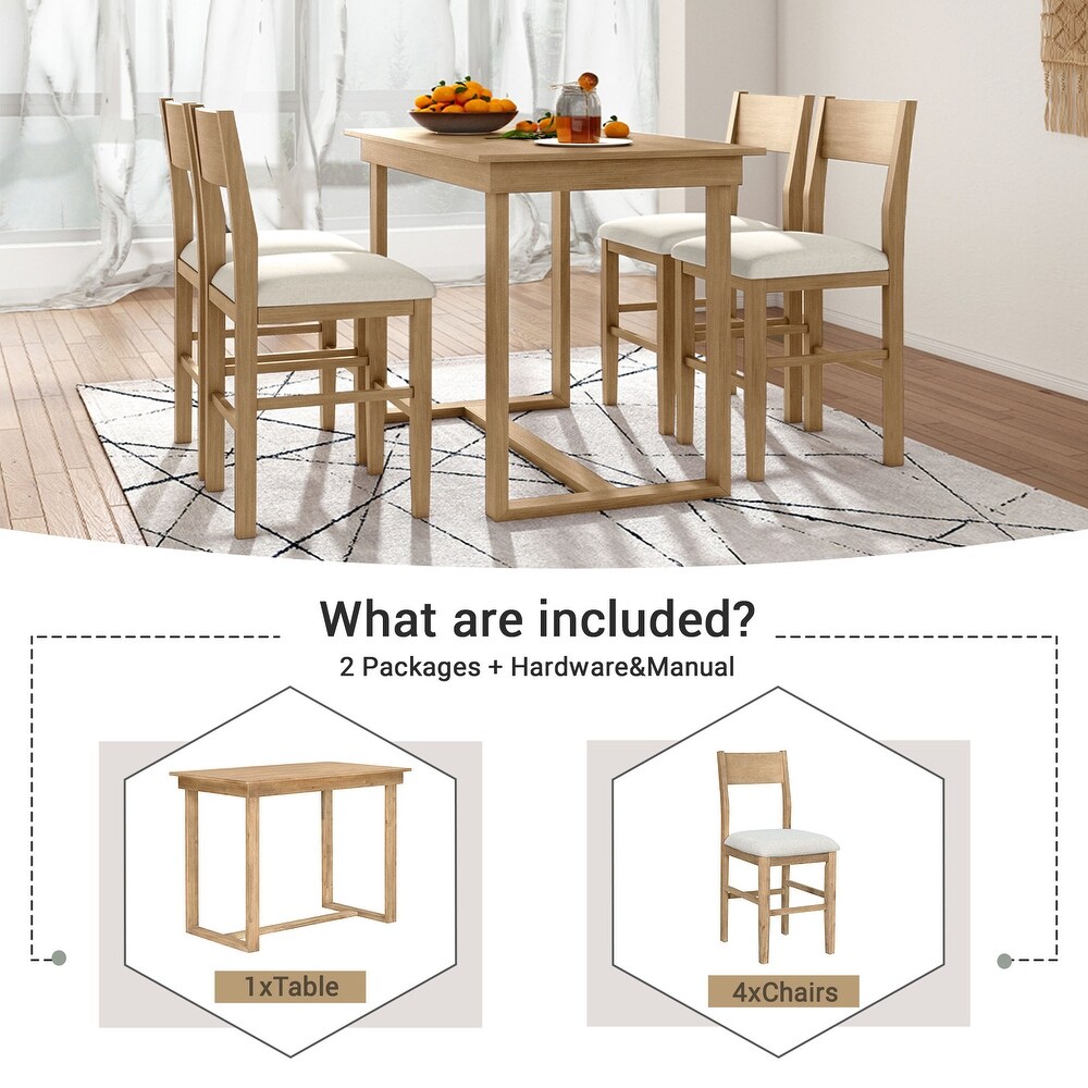 5 Piece Dining Table Set with 1 Rectangular Dining Table and 4 Chairs