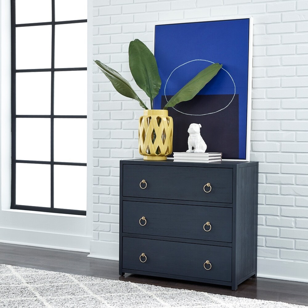 East End Wire Brushed Denim  White    Black Accent Cabinet