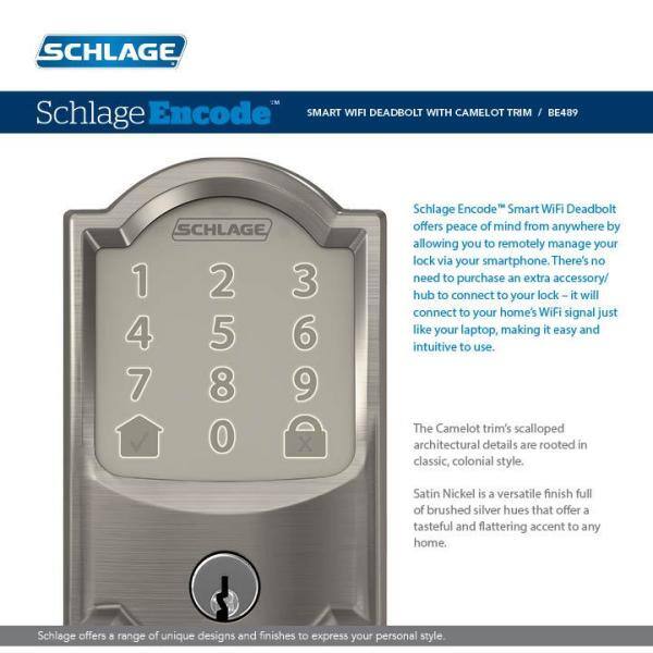 Schlage Century Bright Chrome Encode Smart Wi-Fi Deadbolt with Alarm and Century Handleset and Latitude Handle BE489WB CEN 625 +FE285 CEN 625 LAT