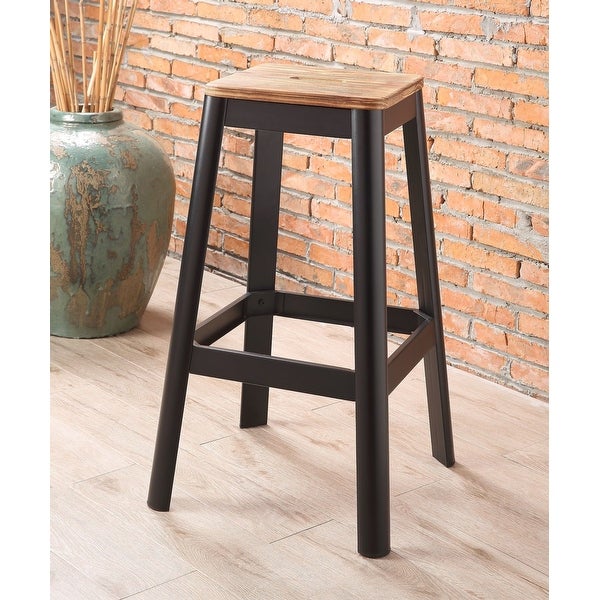 Wood Seat Backless Barstool