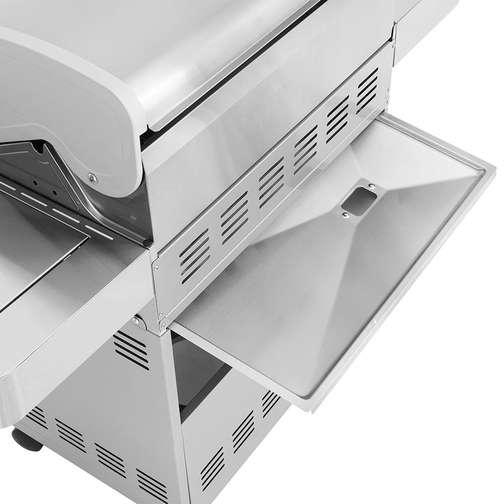 Monument Grills 4-Burner Propane Gas Grill in Stainless with Clear View Lid, LED Controls, Side and Sear Burners 35633