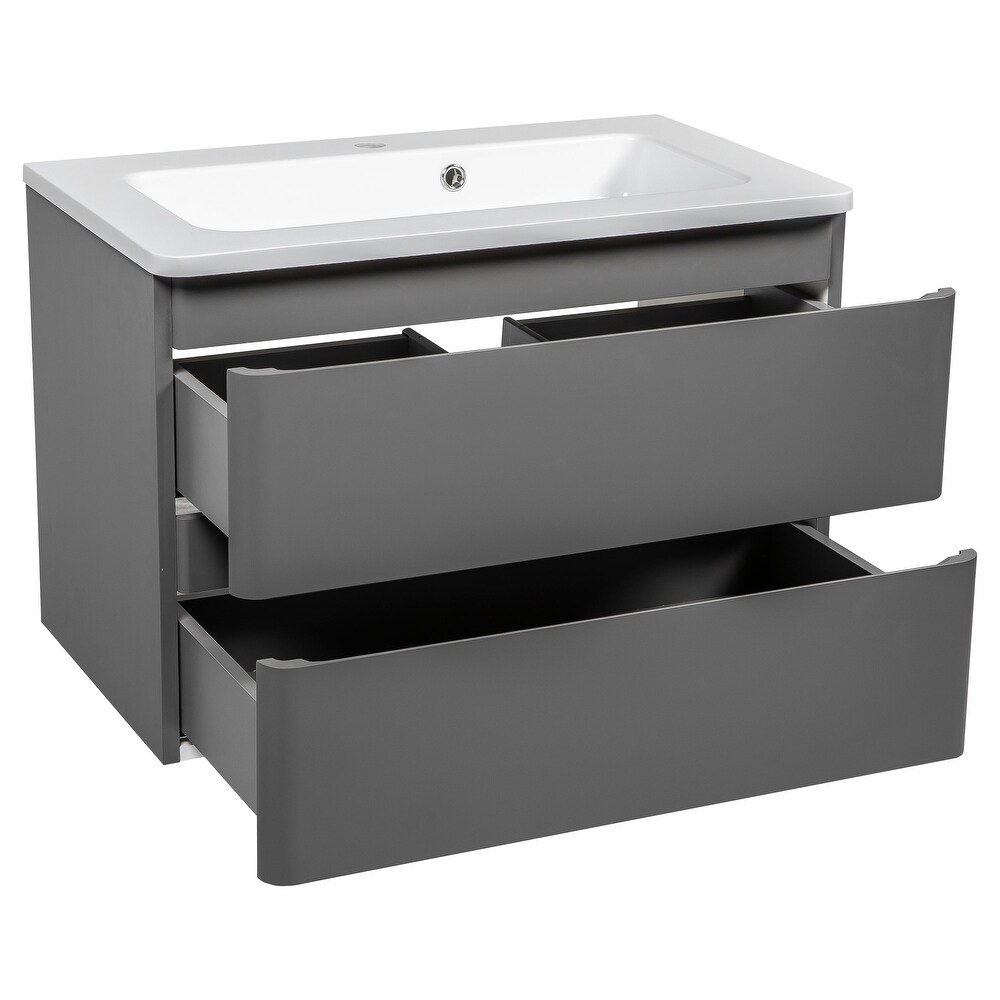 Modern Wall Mounted Bathroom Vanity with Washbasin  Comfort Collection with Mirror Simple 40\
