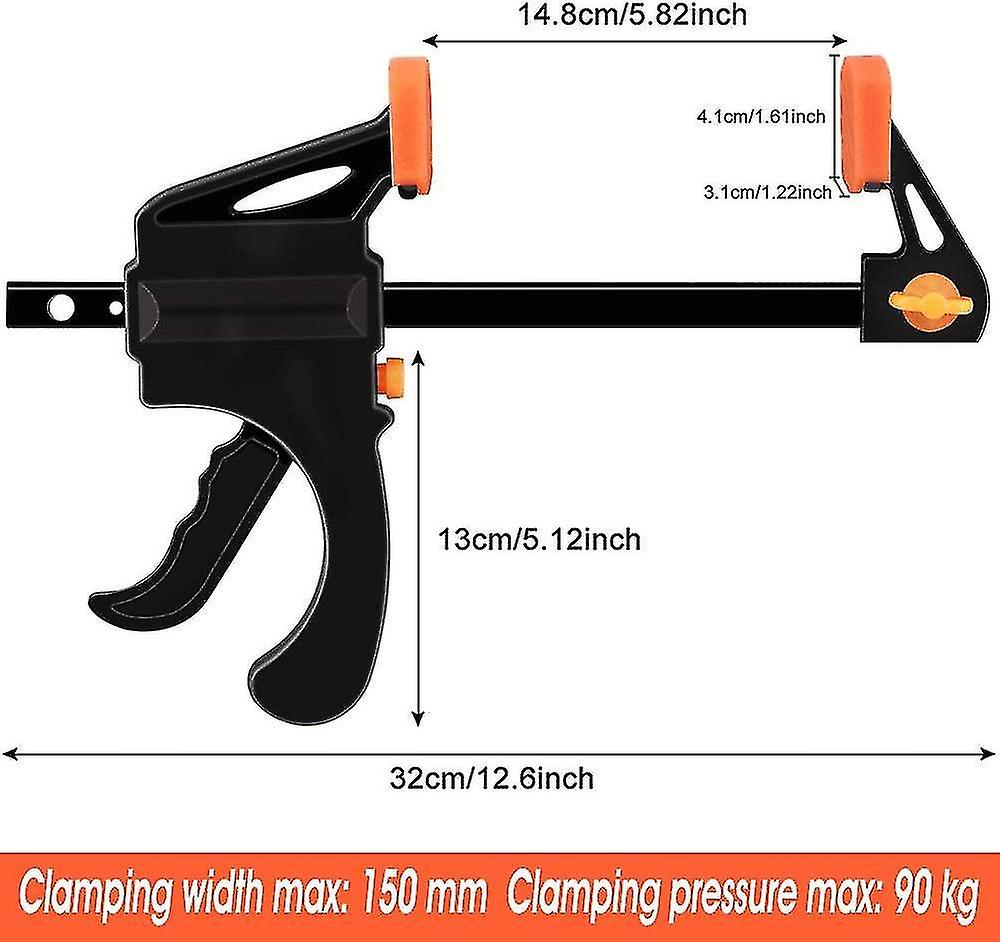 2pcs Heilwiy One Hand Clamp 6 Inch Quick Clamp F Shape Clamp Carpenter Rust Proof Clamp