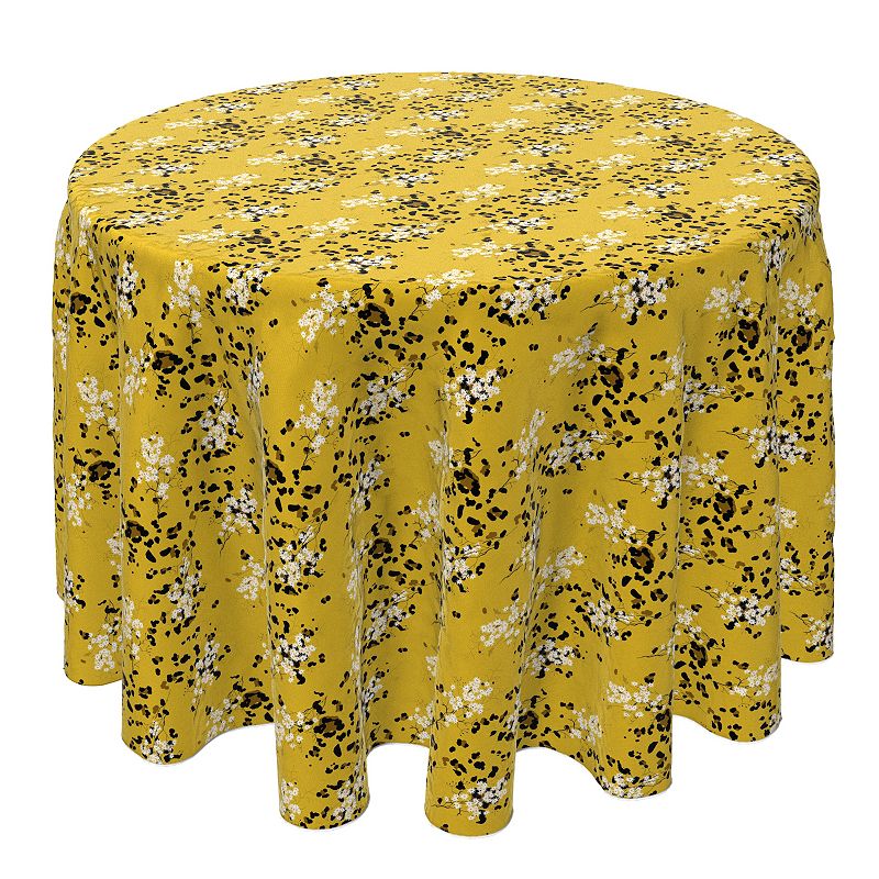 Round Tablecloth， 100% Cotton， 60 Round， Safari Floral