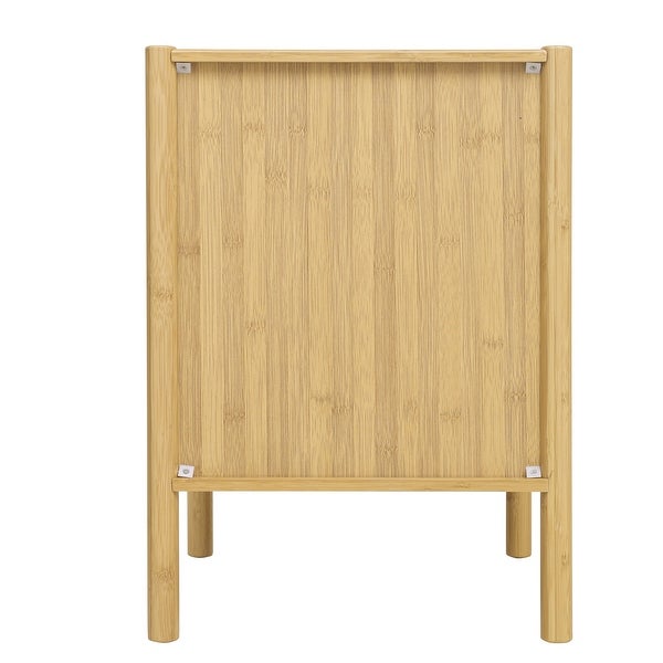 1 Door Nightstand Bamboo End Table for Bedroom Living Room