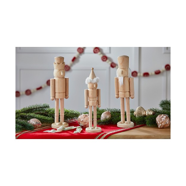 Tagltd Diy Unfinished Wooden Nutcracker Decor With Fur Trim Cap 12 6 In