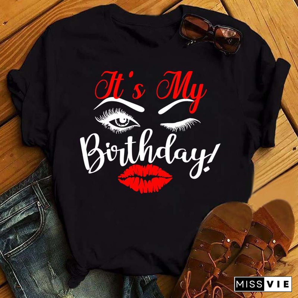 Maycaur New Fashion Birthday Tshirts Leopard Eyes Graphic Printed Women Black T-shirt Short Sleeve Ladies Tops Tee Birthday Gift