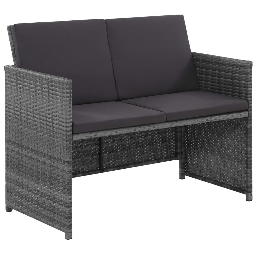 vidaXL 6 Piece Patio Dining Set with Cushions Poly Rattan Gray   48.4\