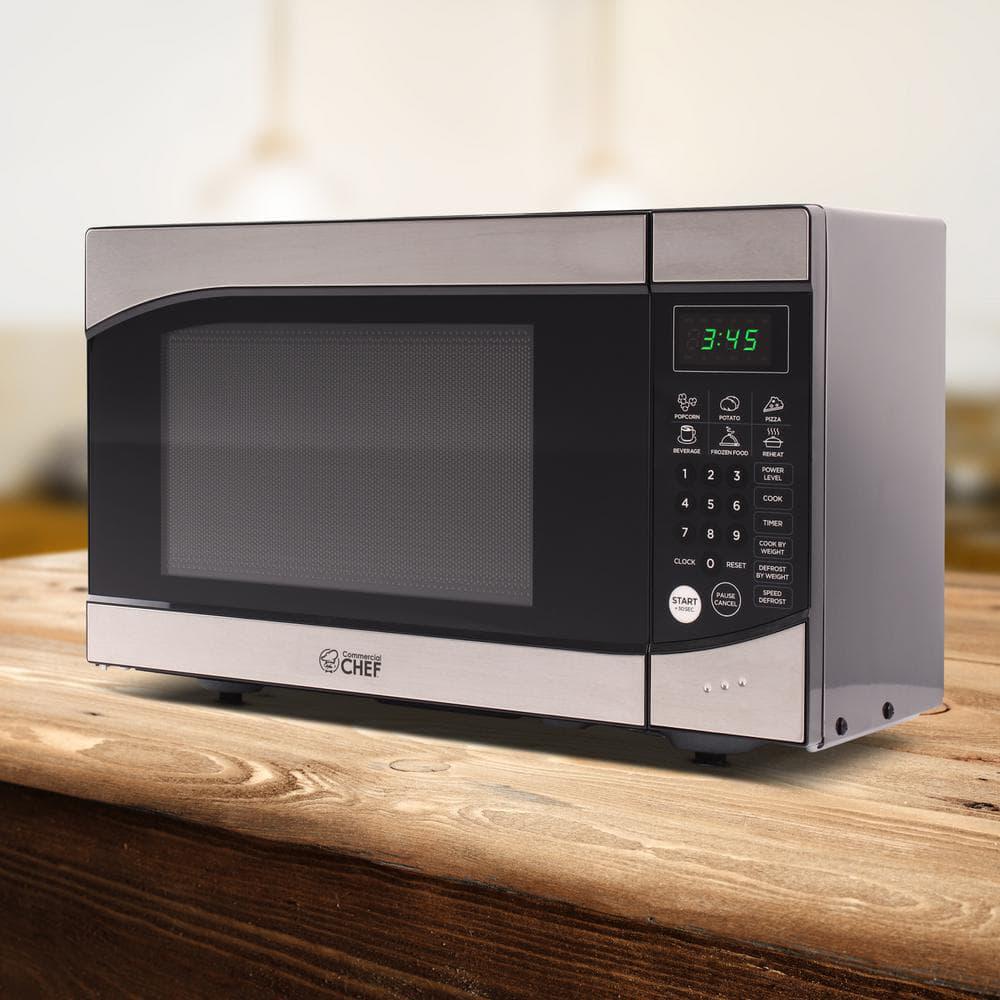 Commercial CHEF 09 cu ft Countertop Microwave Stainless and Black