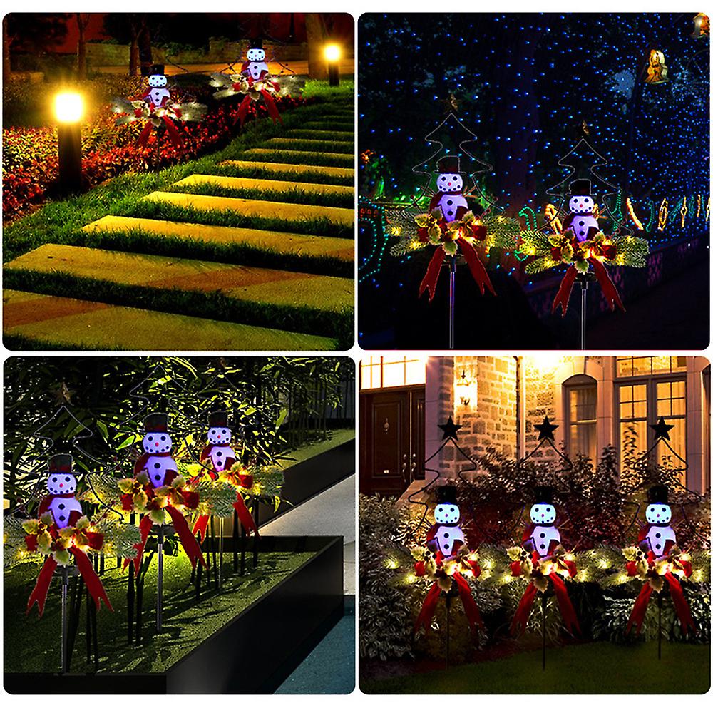 Solar Led Hardware Chritmas Tree Snowman Inserted Flower Lamp Garden Lawn Romantic Decoraitive Light No.290512