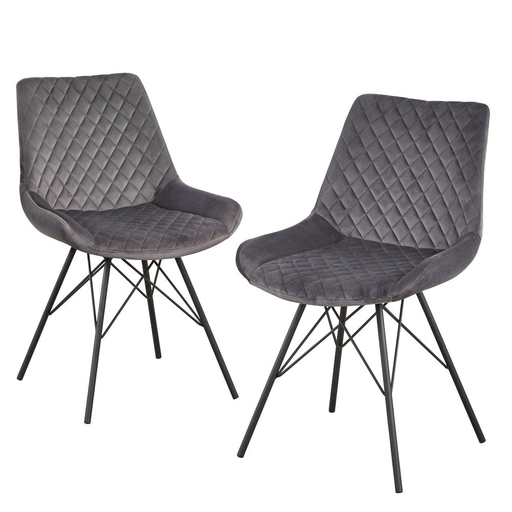 angelo:HOME Dining Chair - Kavitt - set of 2 (grey/walnut/black)