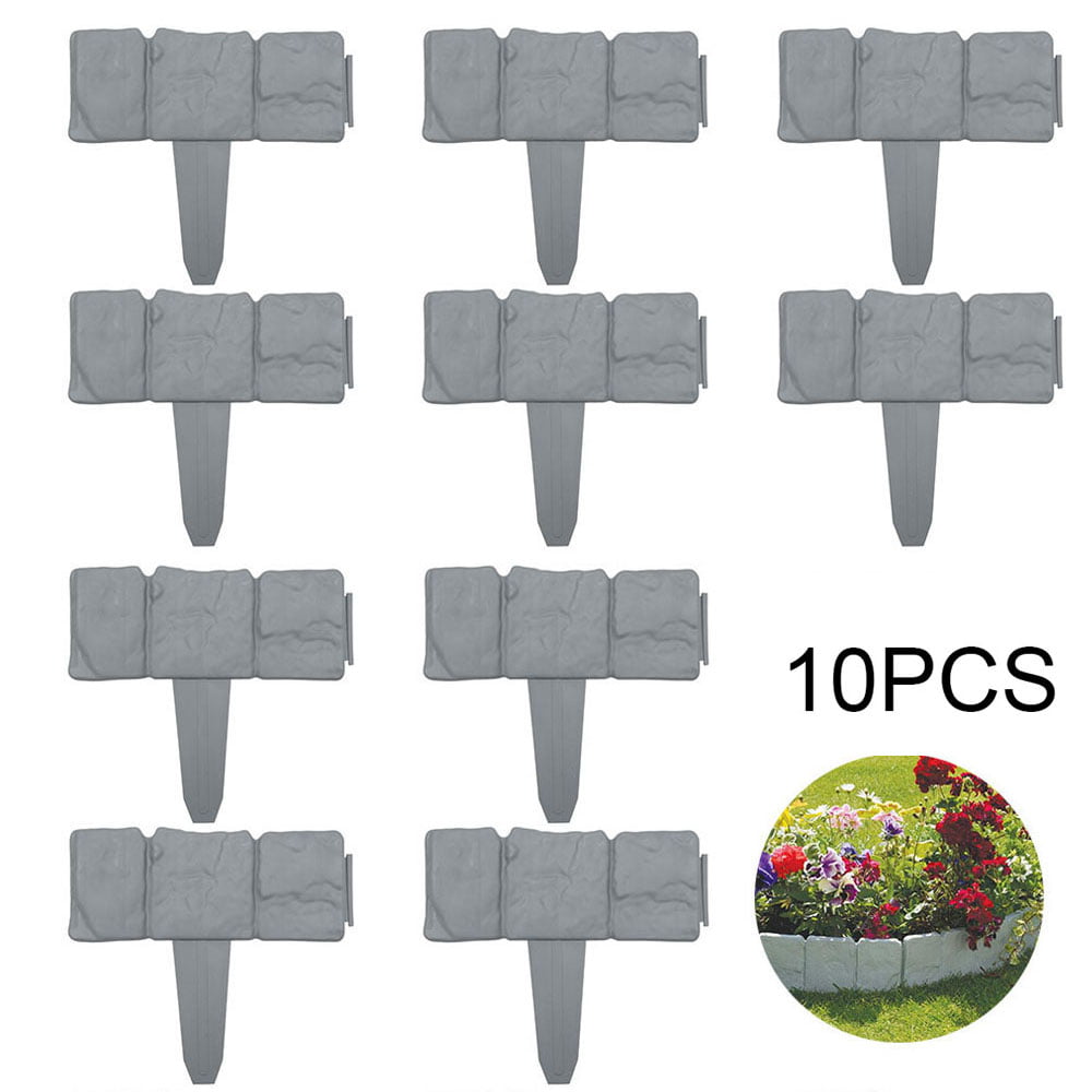 Willstar Pack of 20 Grey Stone Effect Garden Lawn Grass Edging Plant Flower Bed Border 5m