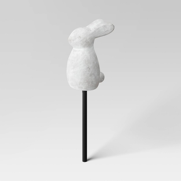 3pc Cement Rabbit Stake Outdoor Figurine Set White